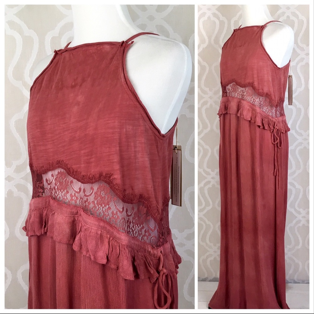 Bohemian Mineral Washed Tie Dye & Lace Maxi Dress - Picture 5 of 8